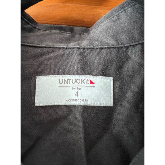 Untuckit For Her Women's Angelina Black Button Down Mini Long Sleeve Dress SZ 4 - Picture 6 of 15